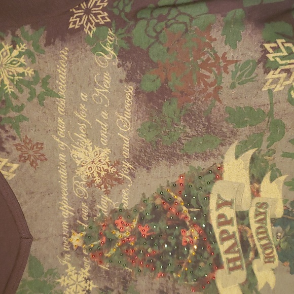 Suzee NEW Christmas Jewel Shirt Tee Top Cotton Sweater Holidays Long Sleeve HPπ - Picture 7 of 13